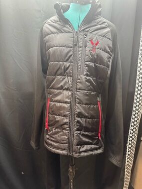 Badlands Black Quilted Jacket with Red Logo Accents